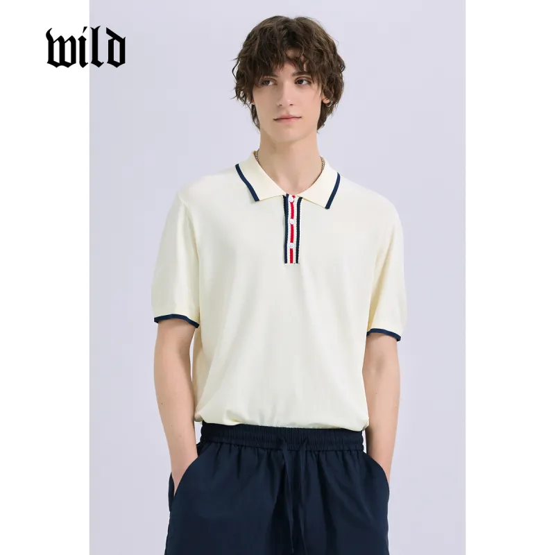 WILD LEADER Polo Shirts Men Warm Sun White[TW5118297]-4