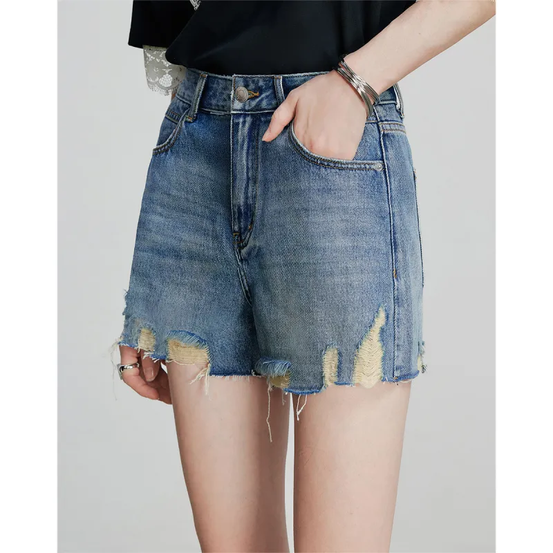 Initial Language Denim Shorts Women's-3