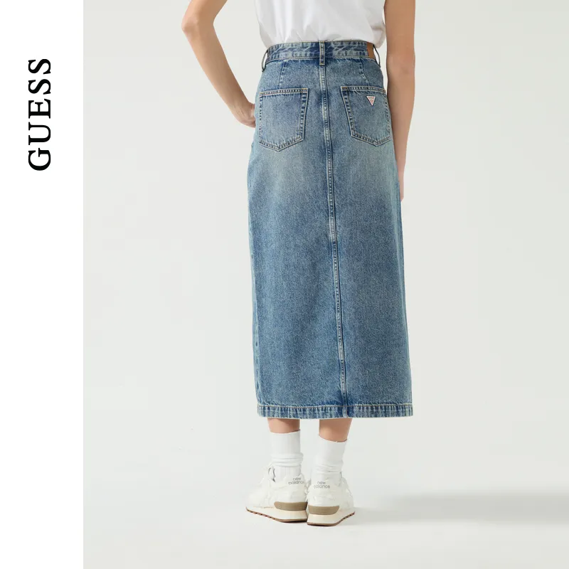 GUESS Denim Long Skirts Women's Denim Blue-1