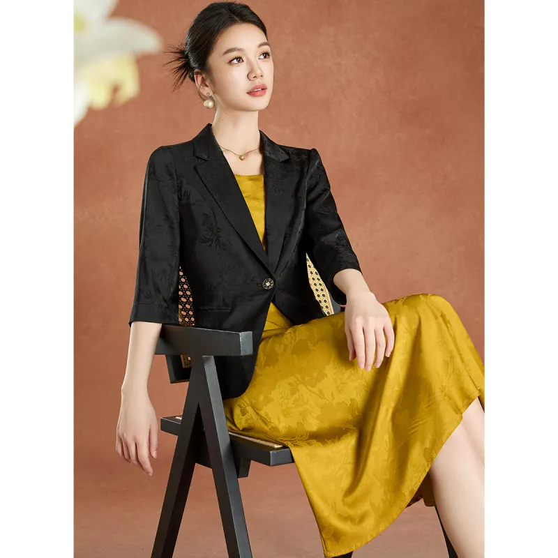 Mylan Business Suit Cinched Waist Women's Black-2
