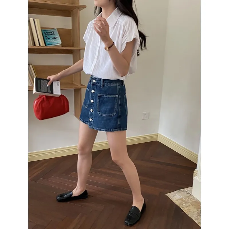 ONE SHALLOW Denim Short Skirts Women's-3