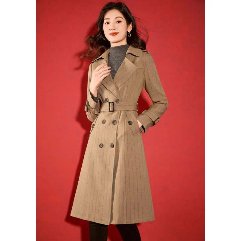 Mylan Spring, Fall Trench Coat Slim Fit Women's Khaki Collection Brand, Stay Updated With Activity Alerts-6