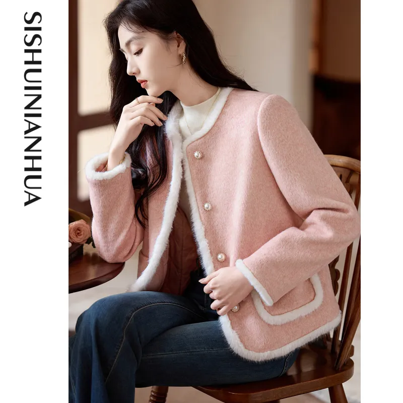 Like The Age Of Water Velvet feel Coat Women's Pink-1