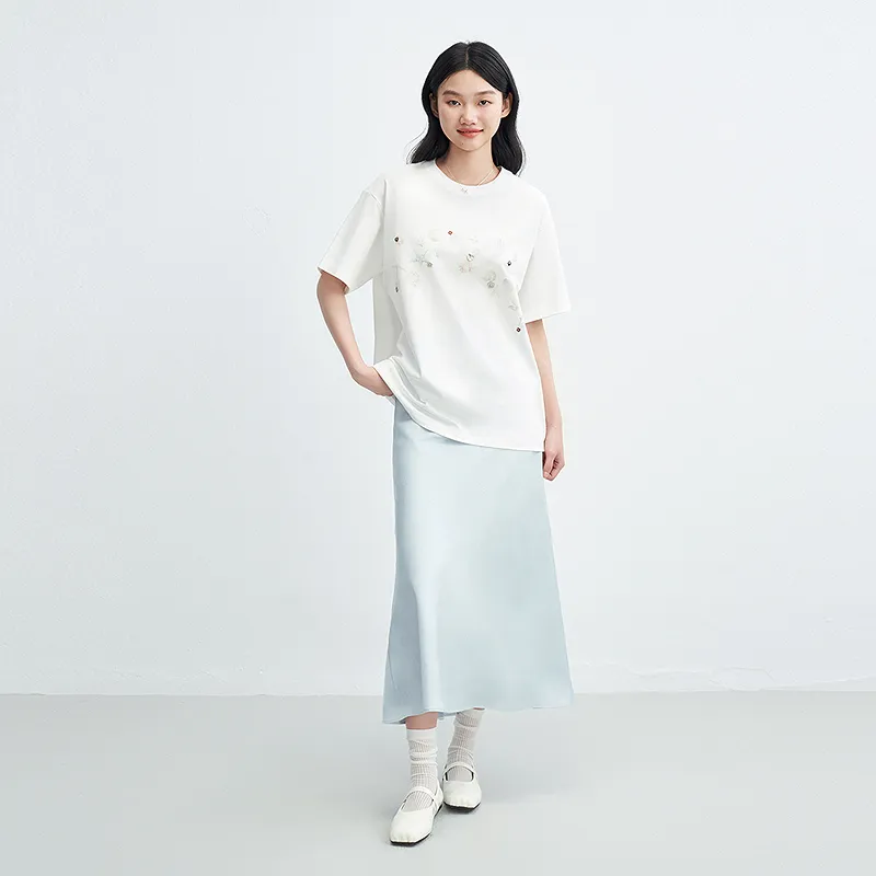 LEDIN T Shirt Women's Mist White In Stock-3