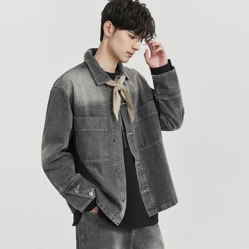 EARL JOEL Denim Jacket Men's Off-White Gray-5