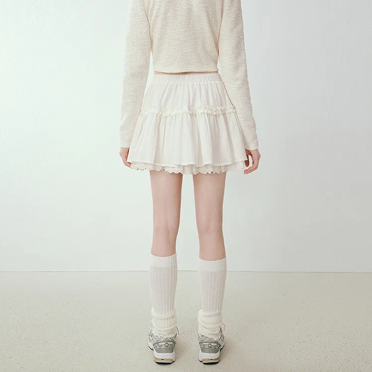 LEDIN Casual Short Skirts Women's Ecru-4