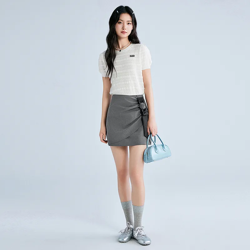 LEDIN Casual Short Skirts Women's Tin Gray-3