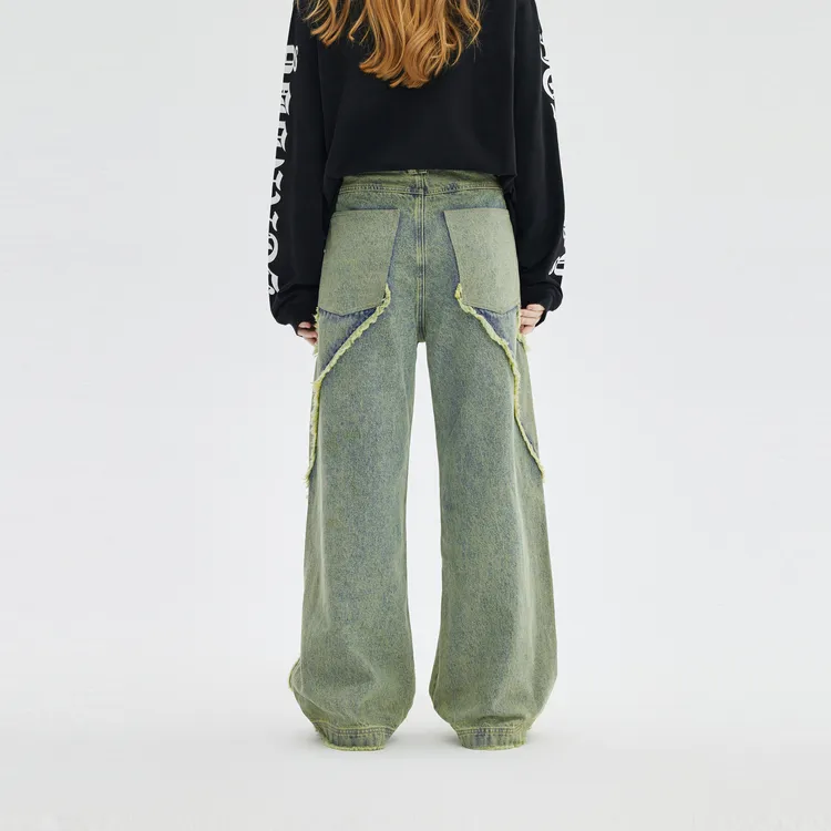 INXX Raw Edge Structural Splicing Jeans-12