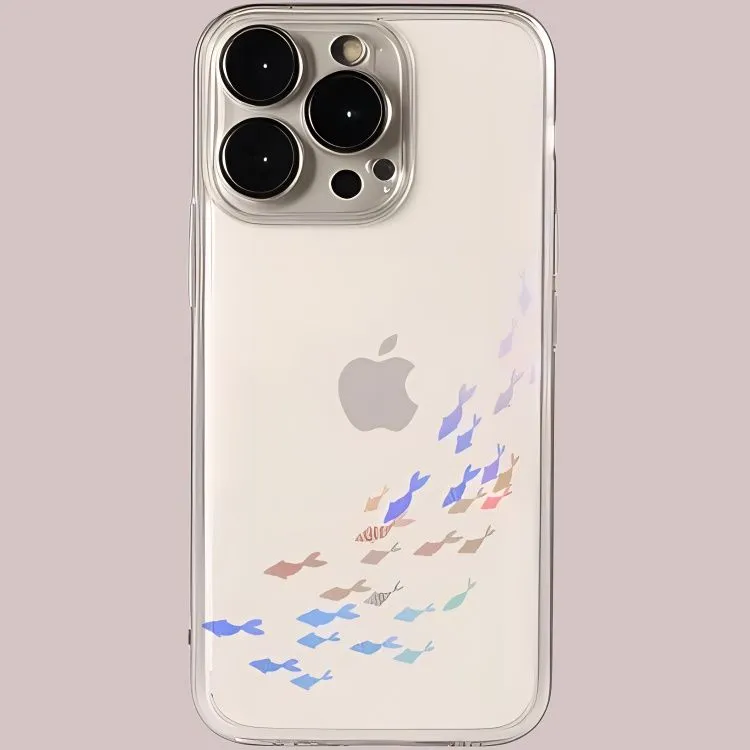Sopi Acrylic Material Dreamy School Of Fish Phone Cases Compatible With IPhone 16/15 Pro Max/Apple 13/14 Pro/Max-1