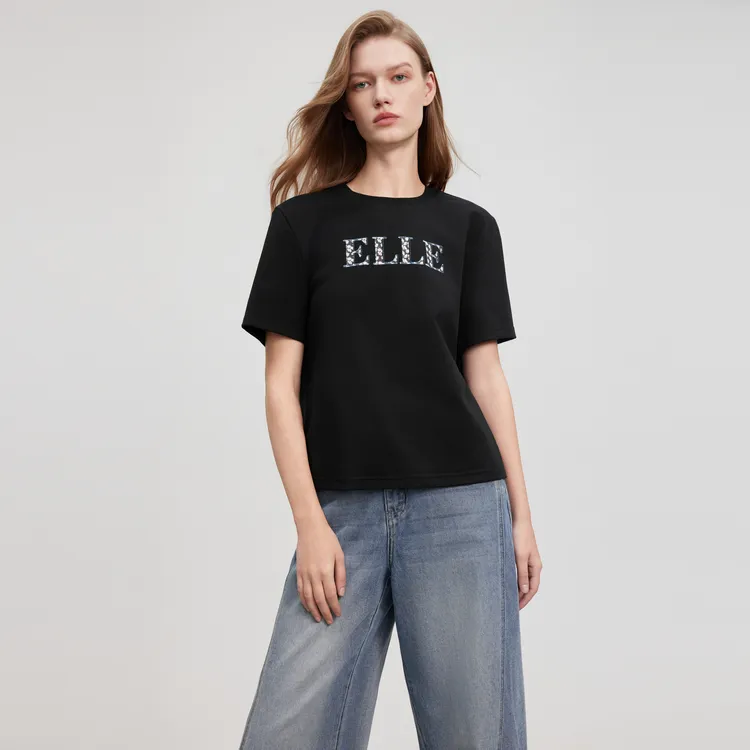 ELLE T Shirts Women's Black-5
