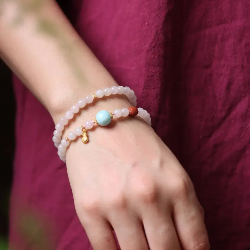 TIANTAISHAN Hetian Jade Bracelets Lotus Root Powders Unisex-4