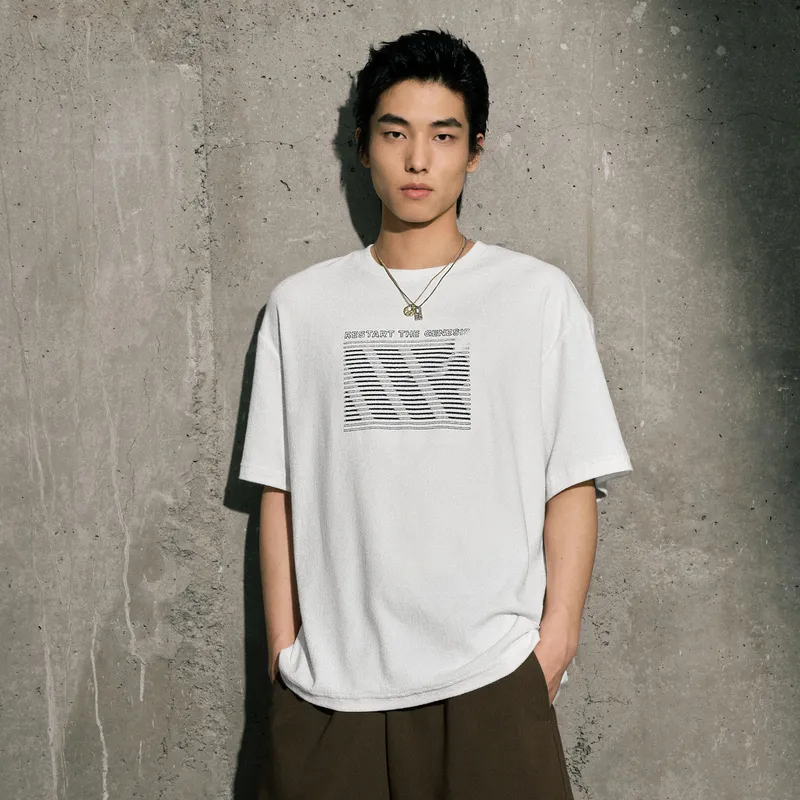 GXG Urban Aesthetics Of The Blockbuster Weaving Series T-Shirts Men Raw White-2