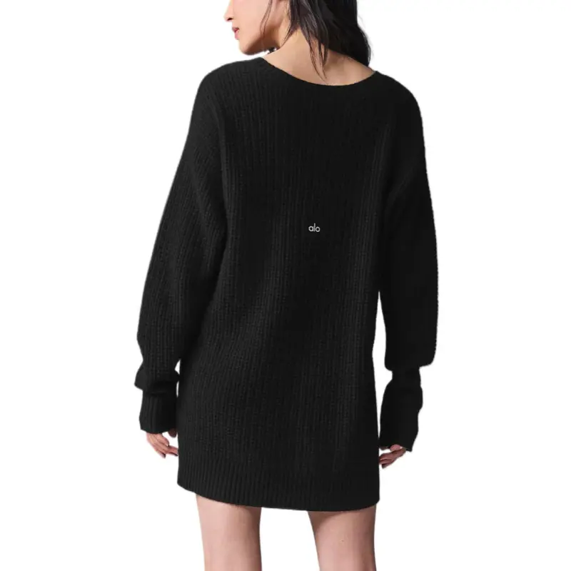 Alo Yoga Cashmere Plush Waffle Dress Long Sleeved Dress Women's-1