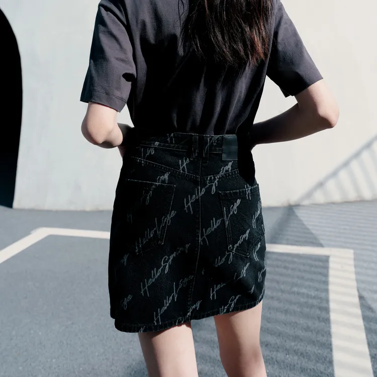 MO&CO Denim Short Skirts Women's Denim Black-6
