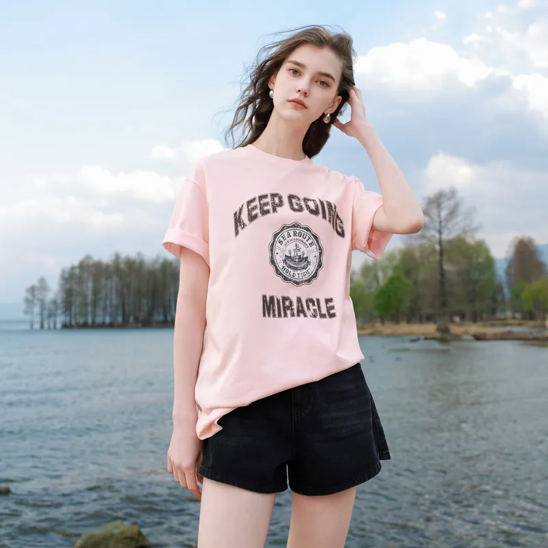 3COLOUR T Shirts Women's Light Pink-5