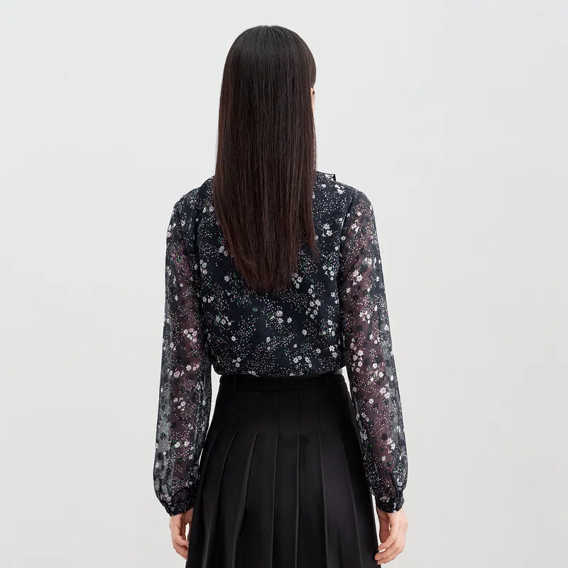JZ Juzui Shirt Women's Floral Dark Blue-2