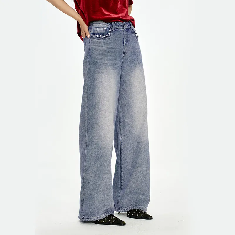 ELF SACK Jeans Women's Washed Denim Blue-3