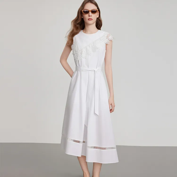 ELLE Sleeveless Dress Women's White-4