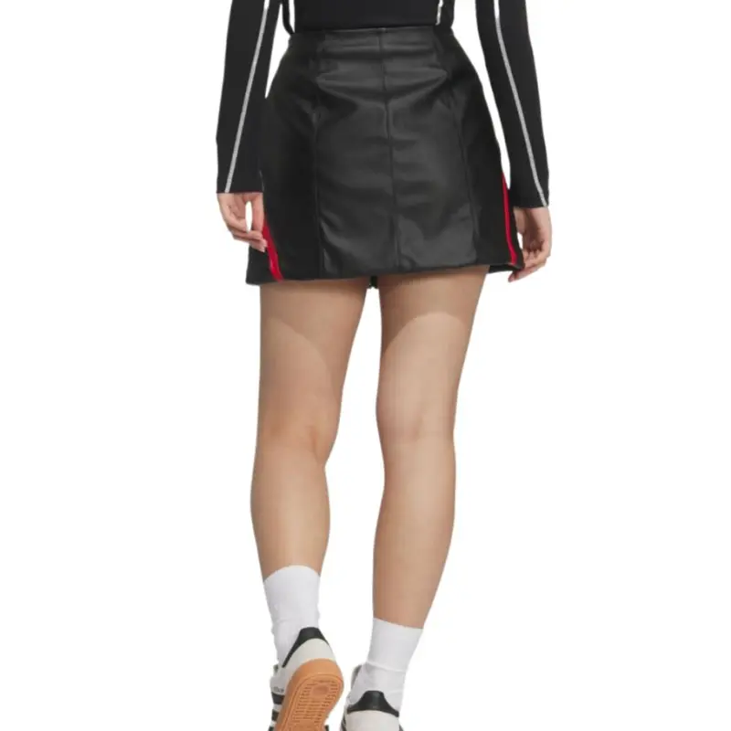 Adidas Originals SS25 Leather Short Skirts Women's Black-2