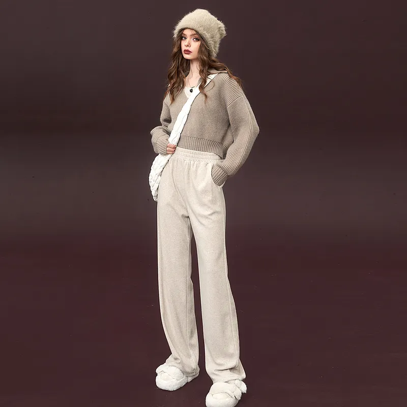 ELF SACK Casual Suits Women's Soft Gray Apricot-4
