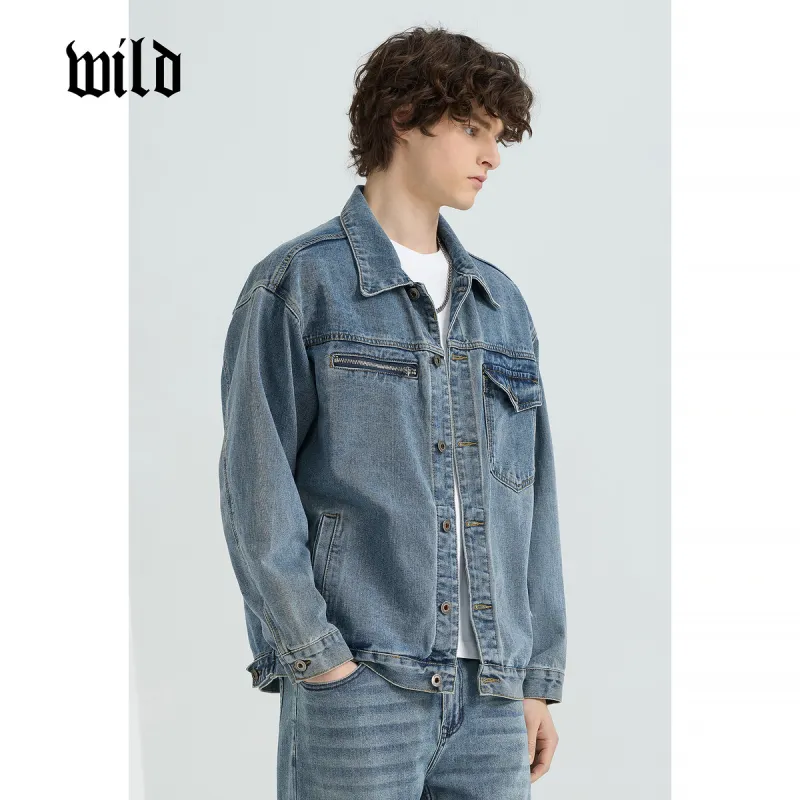 WILD LEADER Denim Jacket Men's Nostalgic Blue[JW5178781]-2
