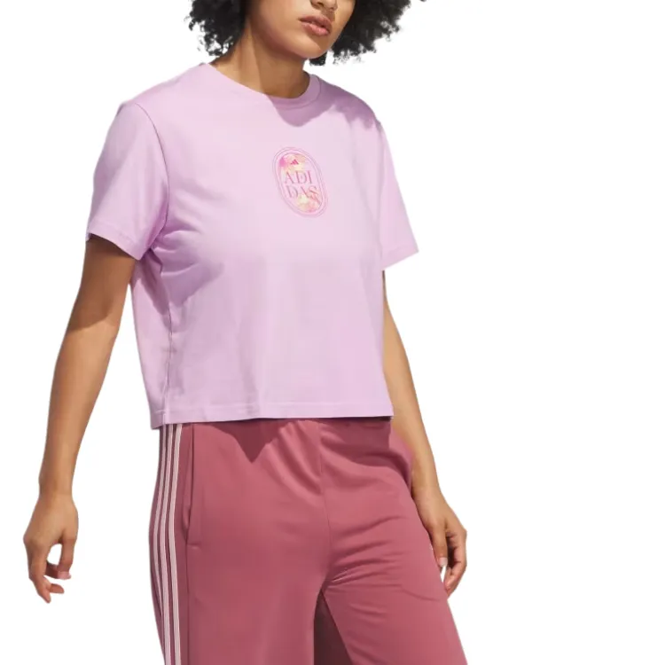 Adidas Free Shipping With AdiClub Jet Set Palms Graphic Crop Tee-3