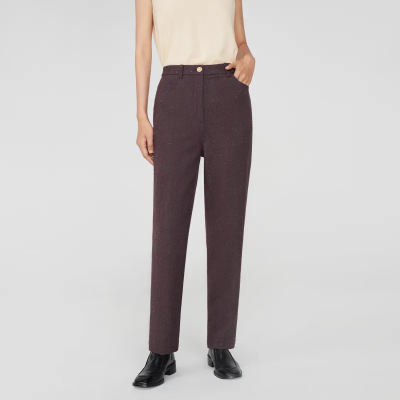 OVV Suit Trousers Women's Dark Red Solid Color A3-3