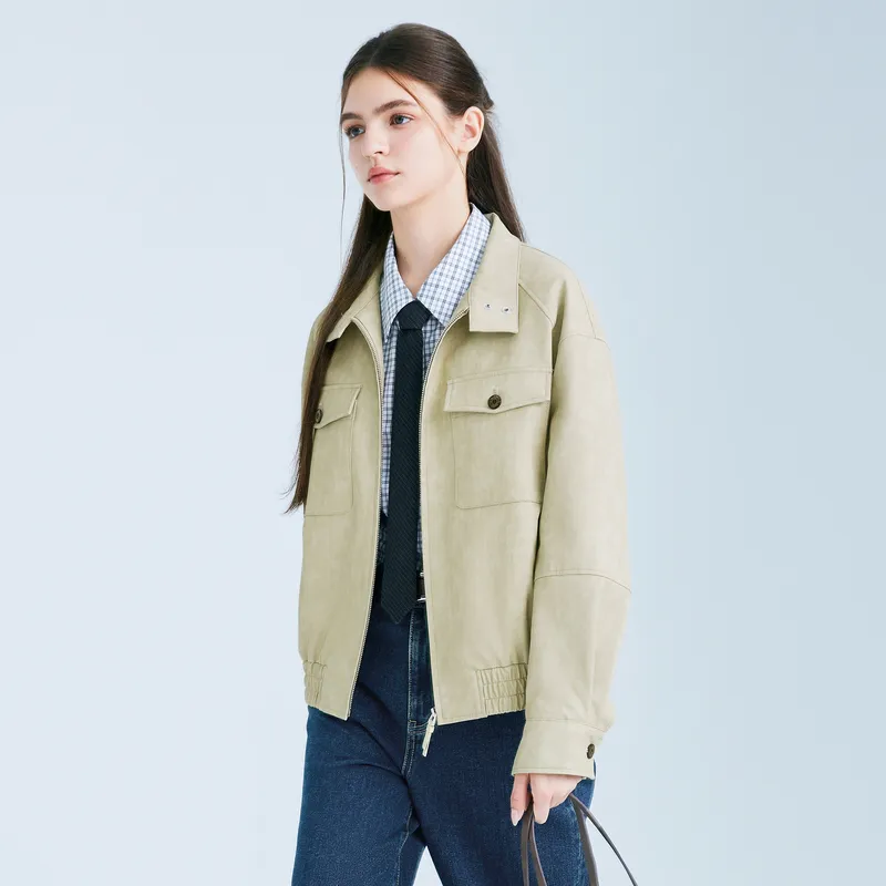 LEDIN Leather Jacket Women's Matte Mint Green-4