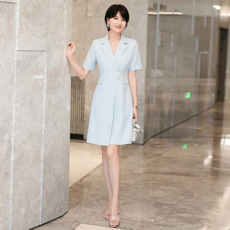 ONE SHALLOW Short Sleeved Dresses Women's Blue-2