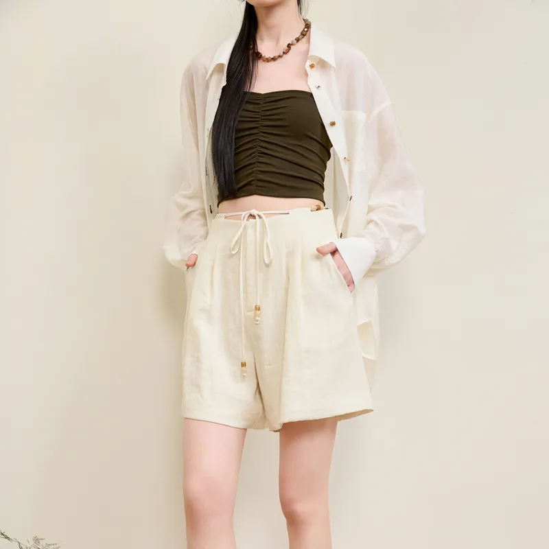 3COLOUR Casual Shorts Women's Apricot-4