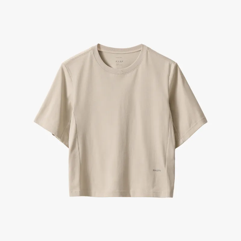 MAAP Lifestyle Collection Casual Cropped Versatile Short Sleeved Drop Shoulder Sleeve T Shirt Women's Morning Mist-1