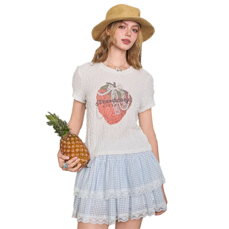 ELF SACK Casual Short Skirts Women's Blue Plaid-1