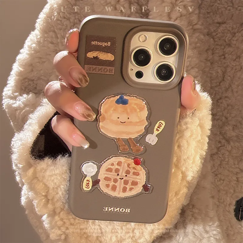 Cuttlefish Grid ABS+PC Material Fun Cute Waffle Biscuit Phone Cases Compatible With Apple 16/15/14/13/12/11-4
