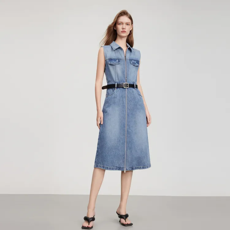 ELLE Sleeveless Dress Women's Blue-4