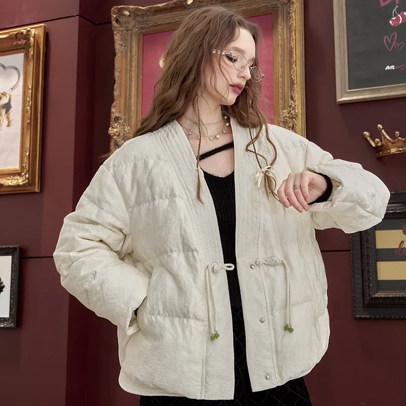 ELF SACK Down Jackets Women's Chinese Style White-2