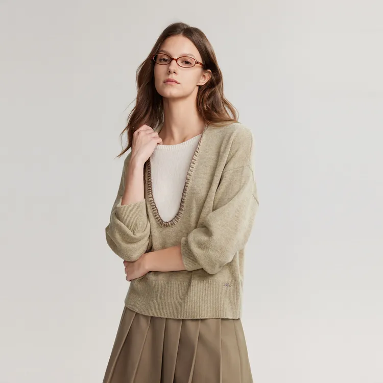 ELLE Sweaters Women's Khaki-5