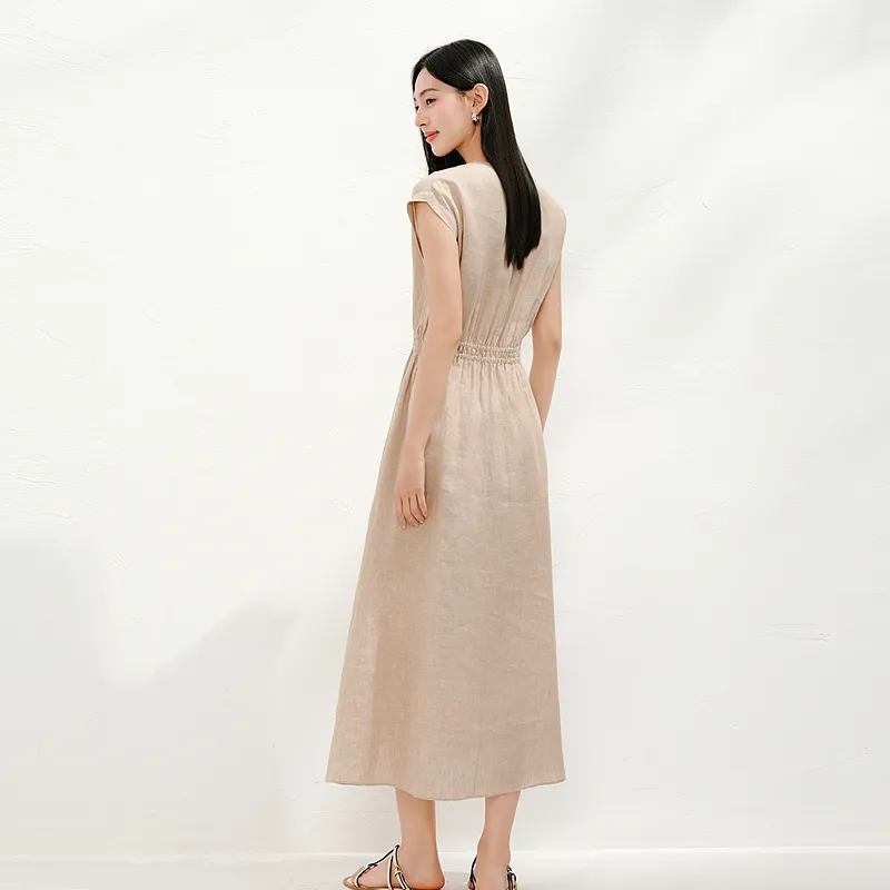 JZ. ANNAKRO Short Sleeved Dress Women's Light Coffee-3