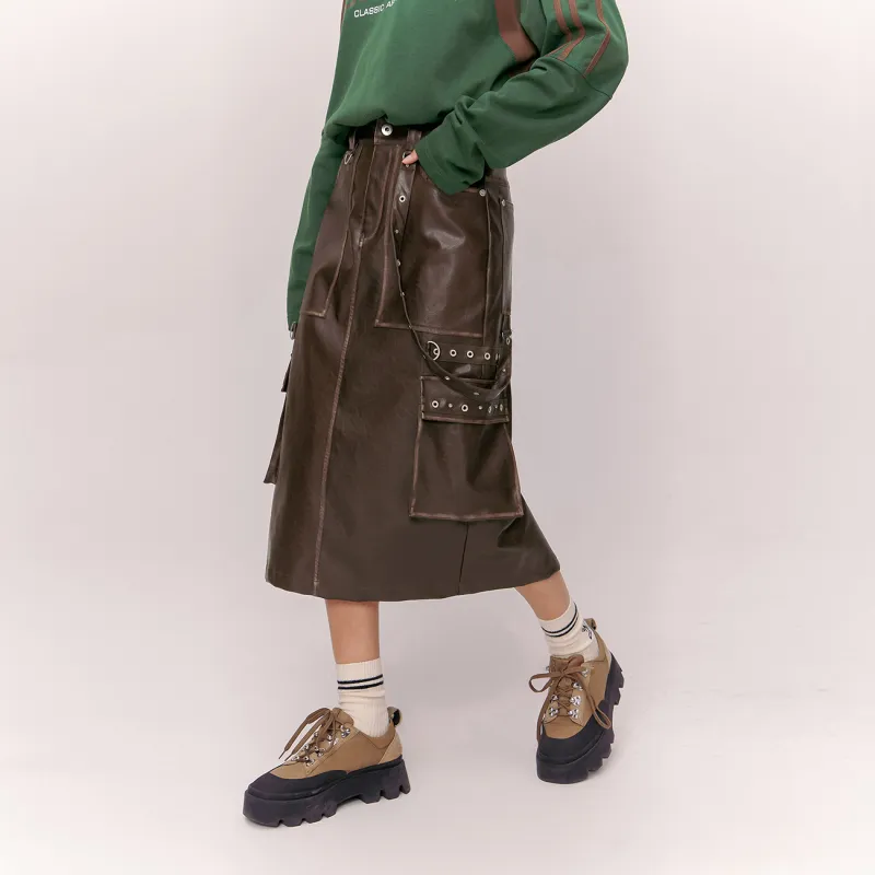NO ONE ELSE Casual Short Skirts Women's Coffee-2