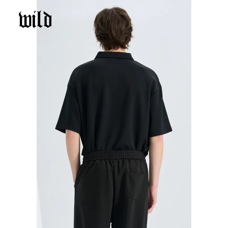 WILD LEADER Polo Shirts Men Mysterious Black[TW5118280]-2