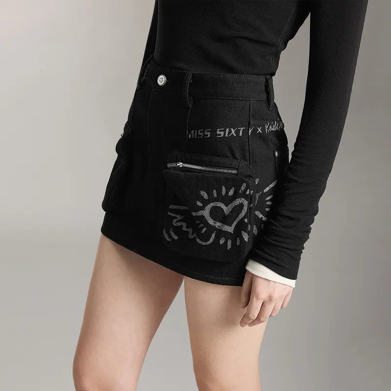 Miss Sixty Denim Short Skirts Women's Black-3
