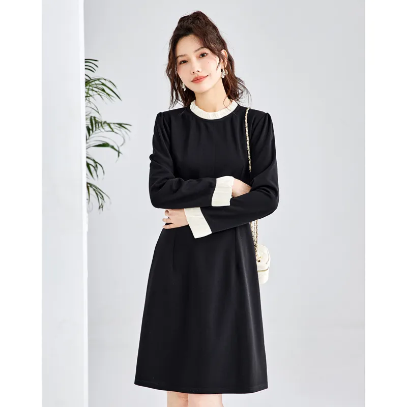 TERRE BLEUE Long Sleeved Dresses Women's Black-4