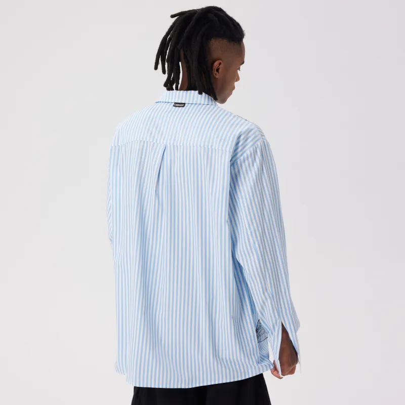FORHUG Shirts Unisex Blue White Stripes-4