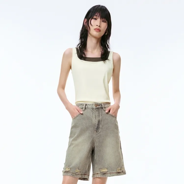 PEACEBIRD Tank Top Women's Beige-2