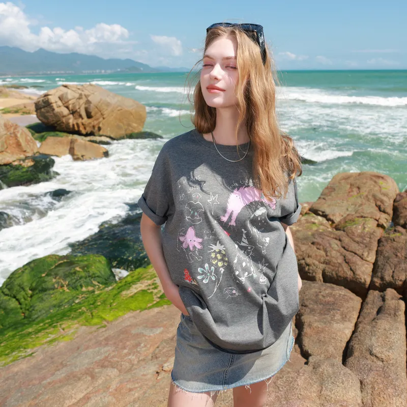 3COLOUR T Shirts Women's Ore Gray-2
