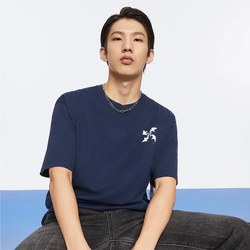 HLA JEANS T Shirts Men Navy Blue 27-4
