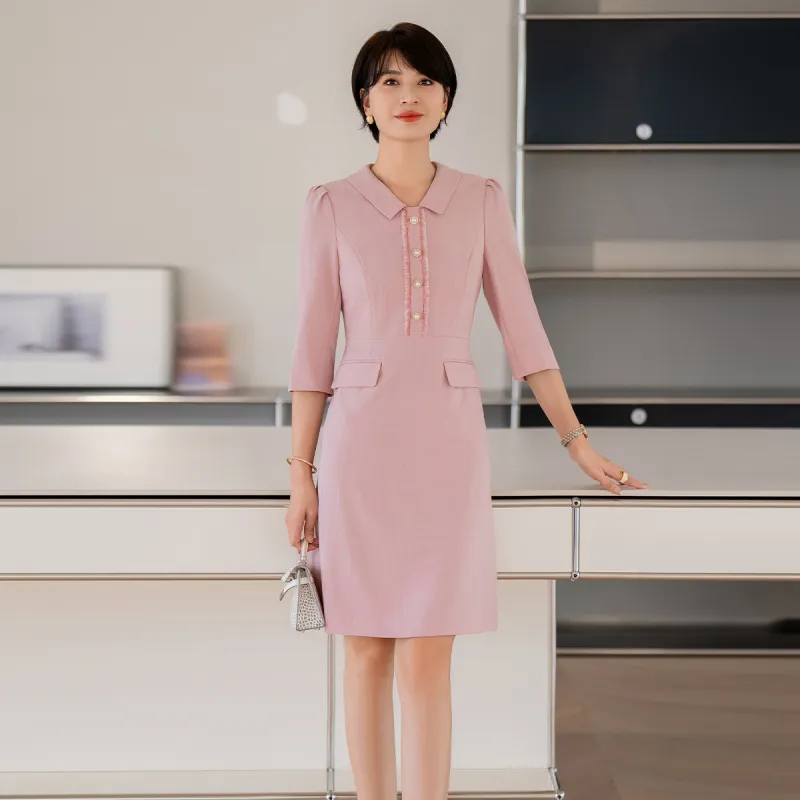 ONE SHALLOW Long Sleeved Dresses Women's Pink-6