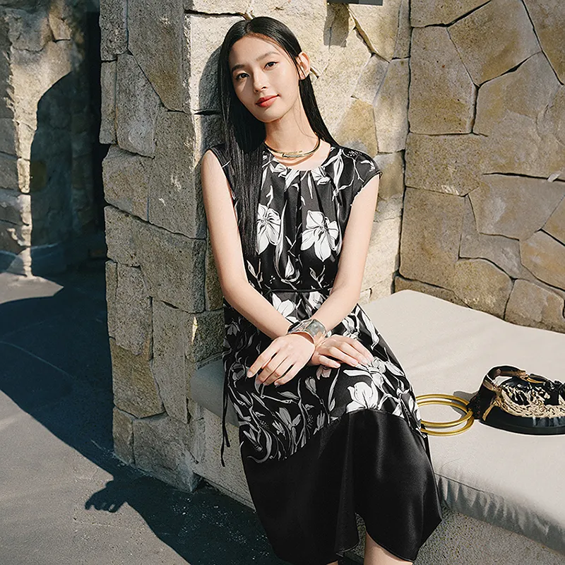 JZ. ANNAKRO Short Sleeved Dress Women's Floral Black-5