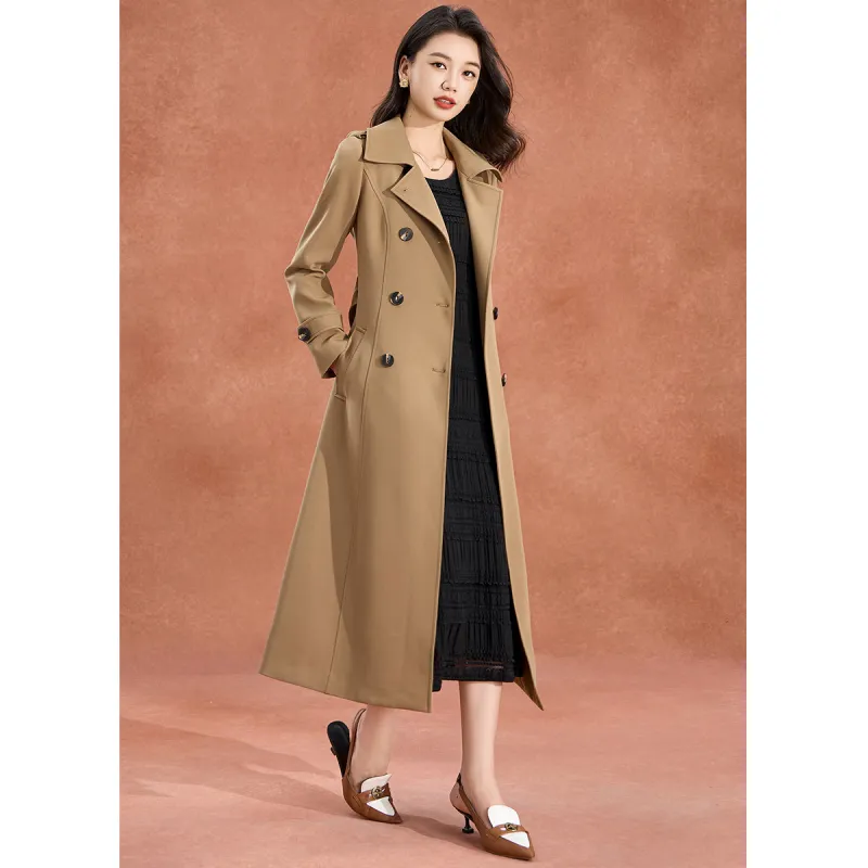 Mylan Spring, Fall Trench Coat Cinched Waist Women's Khaki-1