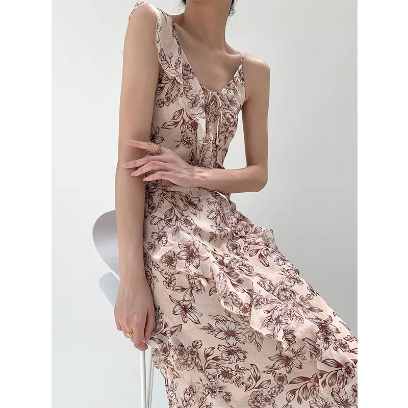 TOUCH MISS Sleeveless Dress Women's Apricot Floral-4