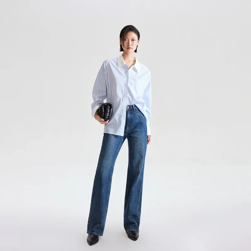 ONLY Shirts Women's H32 Clear Blue Stripes Pattern-2